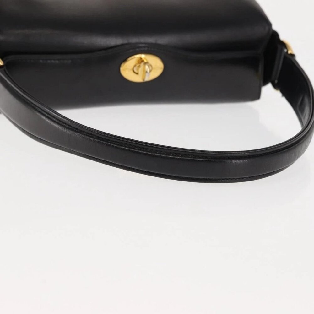 GUCCI Interlocking Hand Bag Leather Black Gold Auth fm4894 - Picture 8 of 16